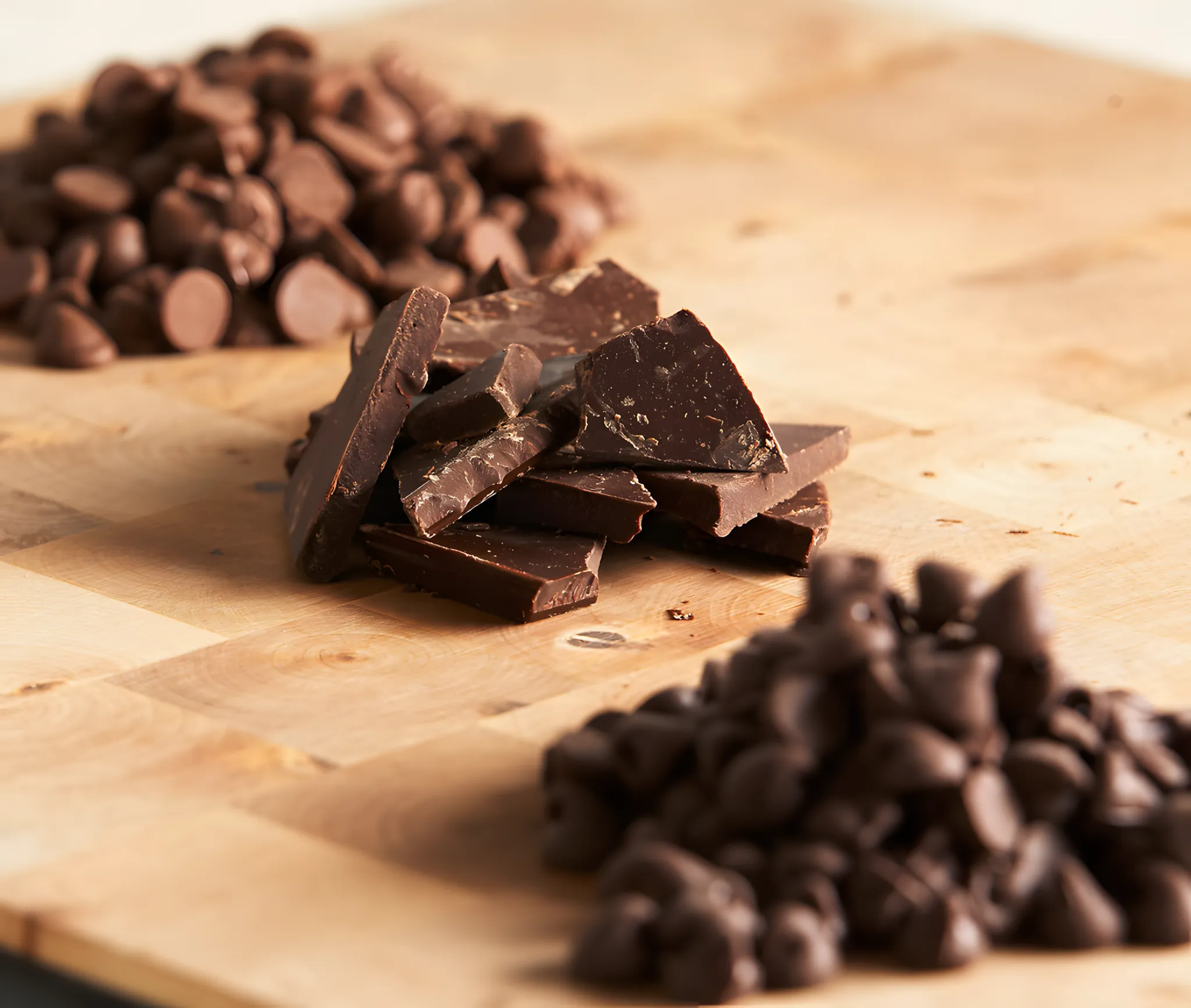 Opskrift på sprøde chokoladekager med hakket chokolade. Madlavning derhjemme