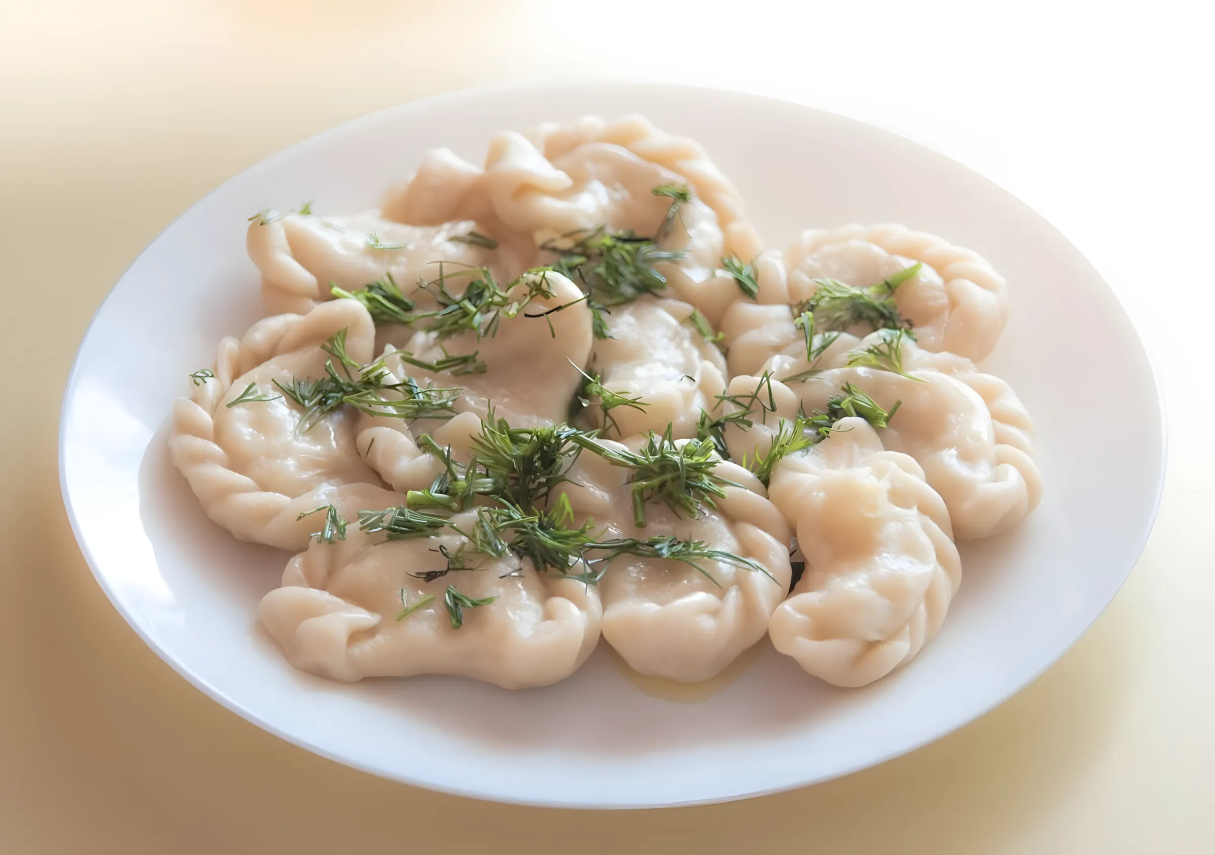 Opskrift på velsmagende hjemmelavede dumplings med kartofler og svampe. En ret fra det nationale køkken